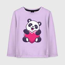 Лонгслив хлопковый детский Сердце панды, цвет: лаванда