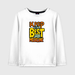 Лонгслив хлопковый детский K-pop slogan, цвет: белый