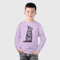 Лонгслив хлопковый детский Сурок в шапке, цвет: лаванда — фото 2