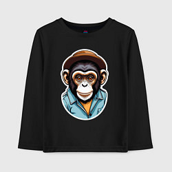 Лонгслив хлопковый детский Портрет обезьяны в шляпе, цвет: черный