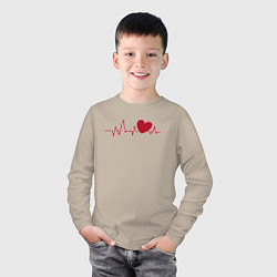 Лонгслив хлопковый детский Сердце и электрокардиограмма: символ здоровья и лю, цвет: миндальный — фото 2