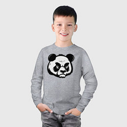 Лонгслив хлопковый детский Недовольная морда панды, цвет: меланж — фото 2