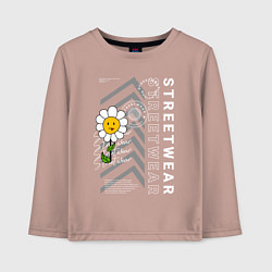 Лонгслив хлопковый детский Ромашка streetwear, цвет: пыльно-розовый