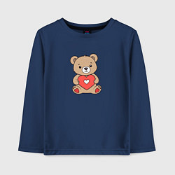 Лонгслив хлопковый детский Медвежонок с сердечком, цвет: тёмно-синий