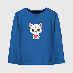 Лонгслив хлопковый детский Милая кошка с сердечком, цвет: синий