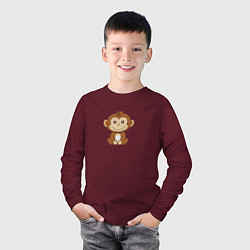 Лонгслив хлопковый детский Маленькая обезьяна, цвет: меланж-бордовый — фото 2