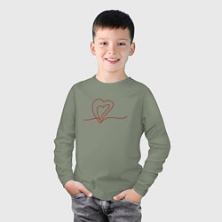 Лонгслив хлопковый детский Два любящих сердца в сердце, цвет: авокадо — фото 2