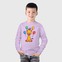 Лонгслив хлопковый детский Праздник у жирафа, цвет: лаванда — фото 2