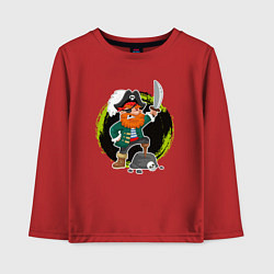 Лонгслив хлопковый детский Мультяшный пират, цвет: красный