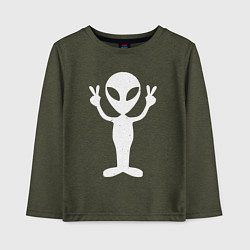 Лонгслив хлопковый детский Peace alien, цвет: меланж-хаки