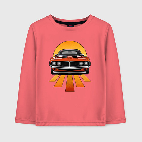 Детский лонгслив Красный американский маслкар / Коралловый – фото 1