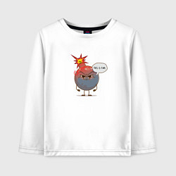 Лонгслив хлопковый детский Злая бомба, цвет: белый