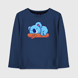 Лонгслив хлопковый детский Спящая коала на дереве, цвет: тёмно-синий