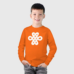 Лонгслив хлопковый детский Белый кельтский узор, цвет: оранжевый — фото 2