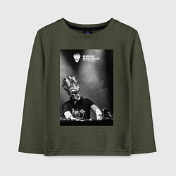 Лонгслив хлопковый детский Boris Brejcha high tech minimal, цвет: меланж-хаки