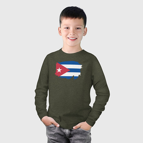 Детский лонгслив Флаг Кубы / Меланж-хаки – фото 3