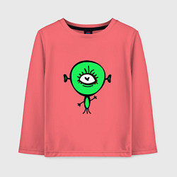 Лонгслив хлопковый детский Веселый инопланетянин, цвет: коралловый