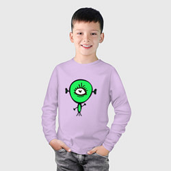 Лонгслив хлопковый детский Веселый инопланетянин, цвет: лаванда — фото 2