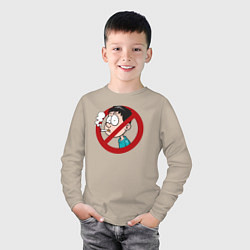 Лонгслив хлопковый детский No smoking boy, цвет: миндальный — фото 2