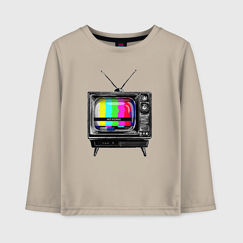 Детский лонгслив Старый телевизор no signal / Миндальный – фото 1