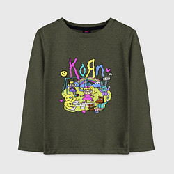 Лонгслив хлопковый детский Korn - childs, цвет: меланж-хаки