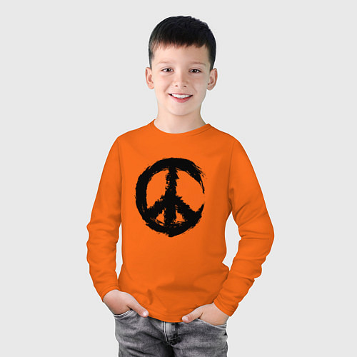 Детский лонгслив Знак мира пацифик крест / Оранжевый – фото 3