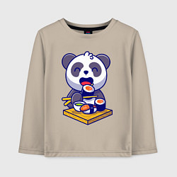 Лонгслив хлопковый детский Панда и суши, цвет: миндальный