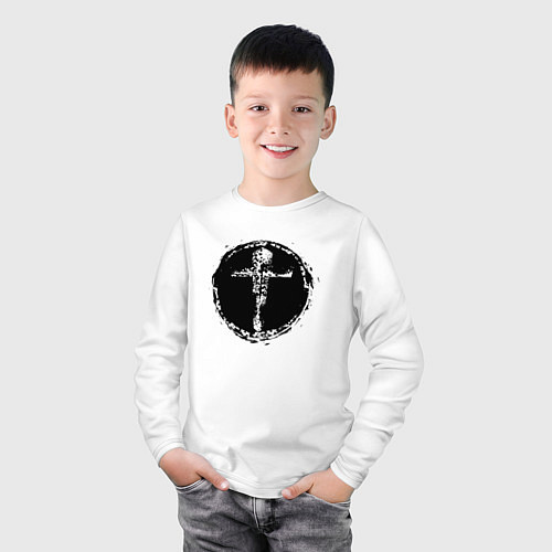 Детский лонгслив Крест в круге фактурный / Белый – фото 3