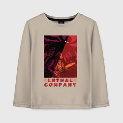 Лонгслив хлопковый детский Lethal Company: Bracken is Already Behind, цвет: миндальный