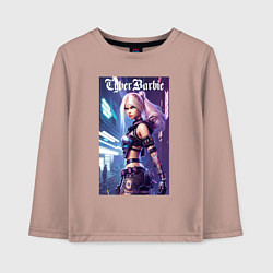 Лонгслив хлопковый детский Cyber Barbie - ai art fantasy, цвет: пыльно-розовый