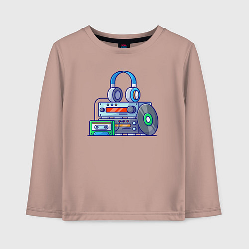 Детский лонгслив Фанат музыки / Пыльно-розовый – фото 1