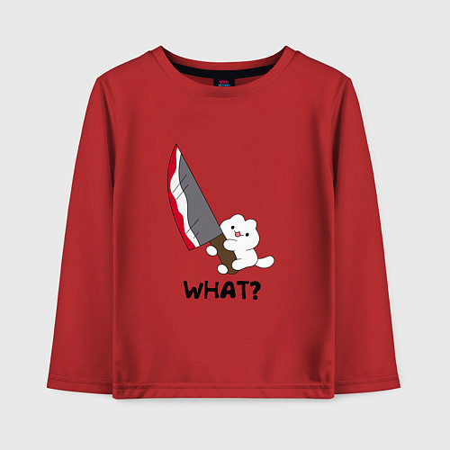Детский лонгслив What котёнок / Красный – фото 1