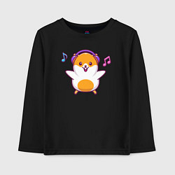 Лонгслив хлопковый детский Музыкальный хомяк, цвет: черный
