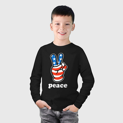 Детский лонгслив USA peace / Черный – фото 3