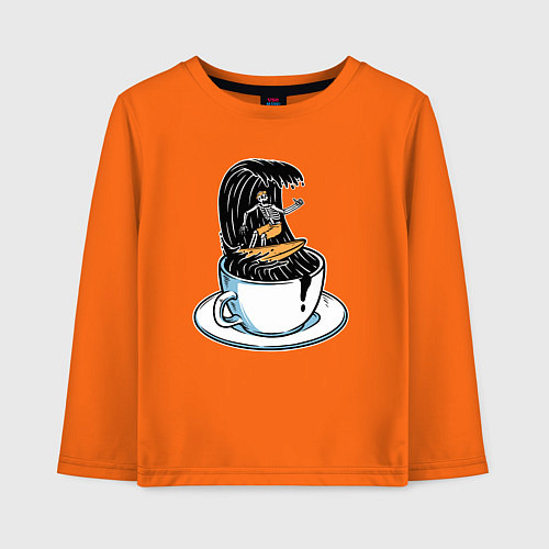 Детский лонгслив Кофейный серфер / Оранжевый – фото 1