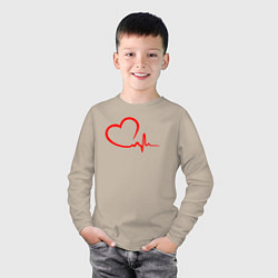 Лонгслив хлопковый детский Пульс сердца, цвет: миндальный — фото 2