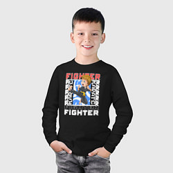 Лонгслив хлопковый детский Юный боец карате, цвет: черный — фото 2