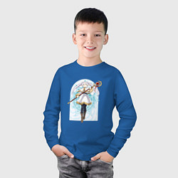 Лонгслив хлопковый детский Фрирен с посохом, цвет: синий — фото 2