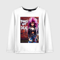 Лонгслив хлопковый детский Punks not dead - cool Barbie ai art, цвет: белый