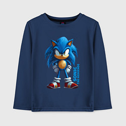 Лонгслив хлопковый детский Sonic - poster style, цвет: тёмно-синий