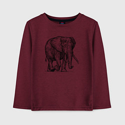 Лонгслив хлопковый детский Слон идет, цвет: меланж-бордовый