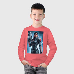 Лонгслив хлопковый детский Mass Effect -N7 armor, цвет: коралловый — фото 2