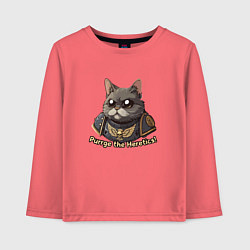 Лонгслив хлопковый детский Котик еретик, цвет: коралловый