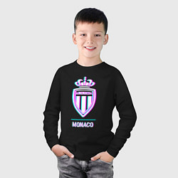 Лонгслив хлопковый детский Monaco FC в стиле glitch, цвет: черный — фото 2