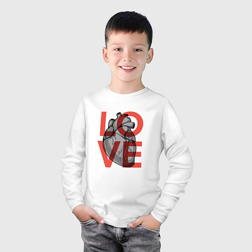Детский лонгслив Love с сердцем / Белый – фото 3