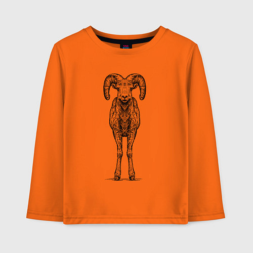 Детский лонгслив Баран анфас / Оранжевый – фото 1