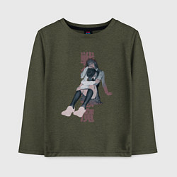 Лонгслив хлопковый детский Человек-бензопила - Демон войны и Аса, цвет: меланж-хаки