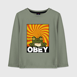 Лонгслив хлопковый детский Гипножаба по мотивам Футурама на оранжевом фоне, цвет: авокадо