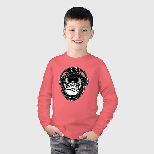 Детский лонгслив Music gorilla / Коралловый – фото 3