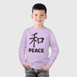 Лонгслив хлопковый детский Мир иероглиф, цвет: лаванда — фото 2